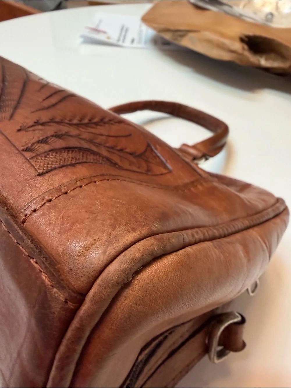 #811 Forgotten West Handmade Tooled 100% Leather Satchel/Crossbody Purse